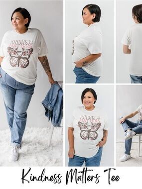 Kindness Matters Tee (NWT) 🍒 Sand, Size Small